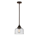 Bell Mini Pendant shown in the Oil Rubbed Bronze finish with a Seedy shade