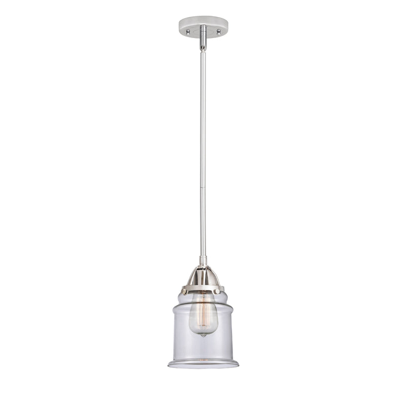 Canton Mini Pendant shown in the Polished Chrome finish with a Clear shade