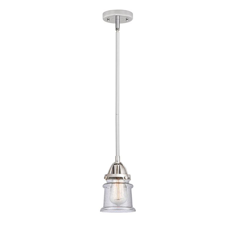 Canton Mini Pendant shown in the Polished Chrome finish with a Seedy shade