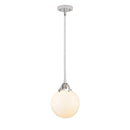 Beacon Mini Pendant shown in the Polished Chrome finish with a Matte White shade