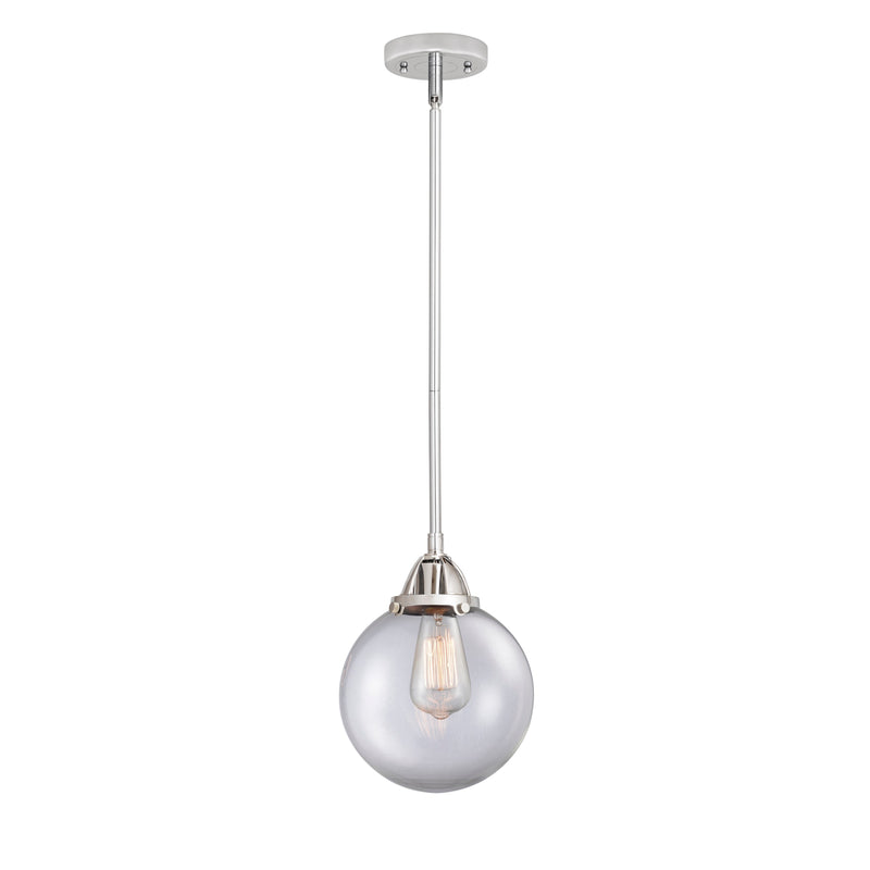 Beacon Mini Pendant shown in the Polished Chrome finish with a Clear shade