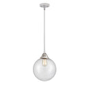 Beacon Mini Pendant shown in the Polished Chrome finish with a Seedy shade