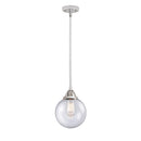 Beacon Mini Pendant shown in the Polished Chrome finish with a Seedy shade