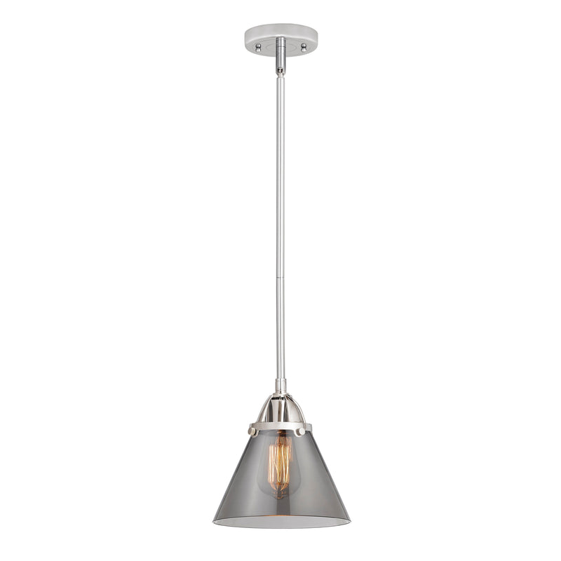 Cone Mini Pendant shown in the Polished Chrome finish with a Plated Smoke shade