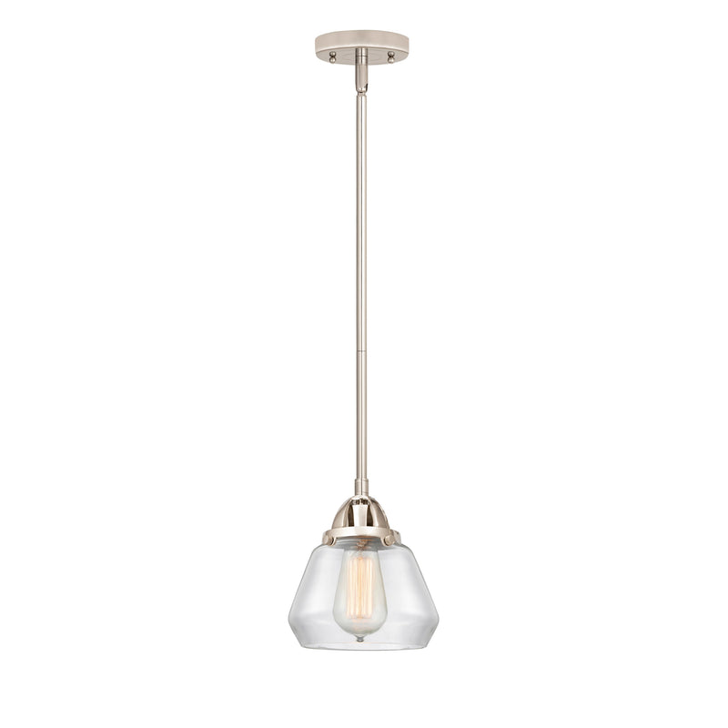 Fulton Mini Pendant shown in the Polished Nickel finish with a Clear shade