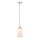 Canton Mini Pendant shown in the Polished Nickel finish with a Matte White shade