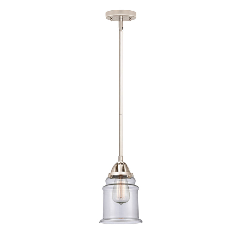 Canton Mini Pendant shown in the Polished Nickel finish with a Clear shade