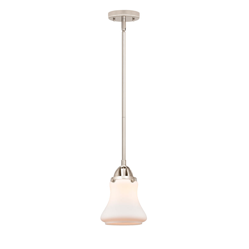 Bellmont Mini Pendant shown in the Polished Nickel finish with a Matte White shade