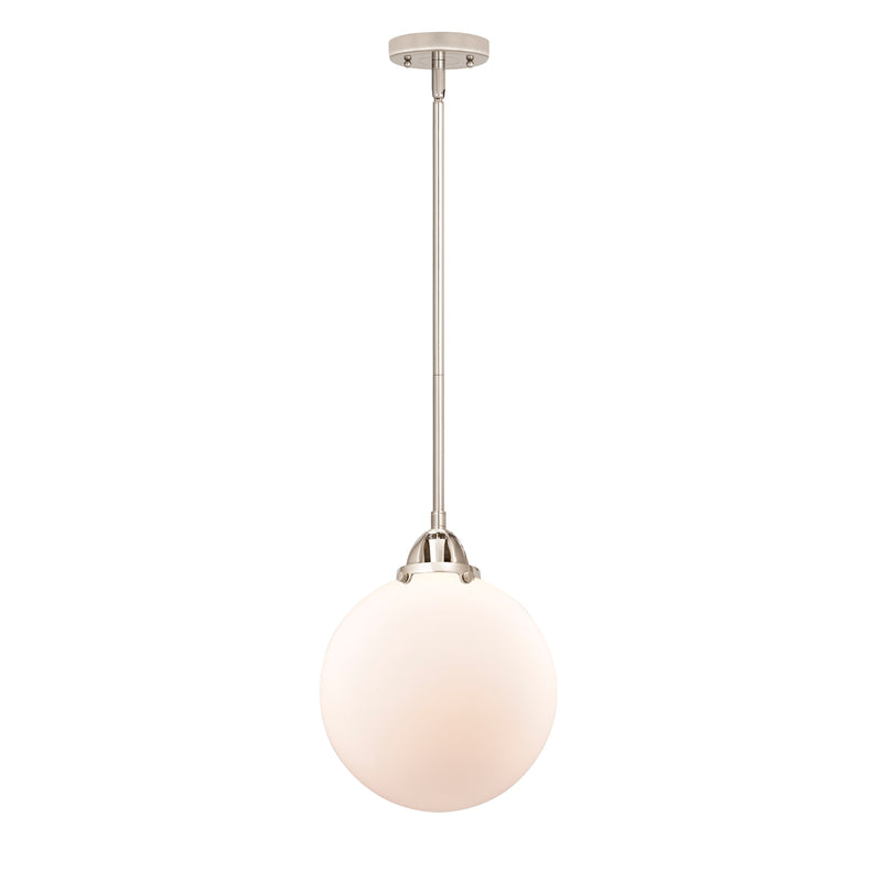 Beacon Mini Pendant shown in the Polished Nickel finish with a Matte White shade