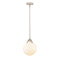 Beacon Mini Pendant shown in the Polished Nickel finish with a Matte White shade