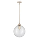 Beacon Mini Pendant shown in the Polished Nickel finish with a Clear shade