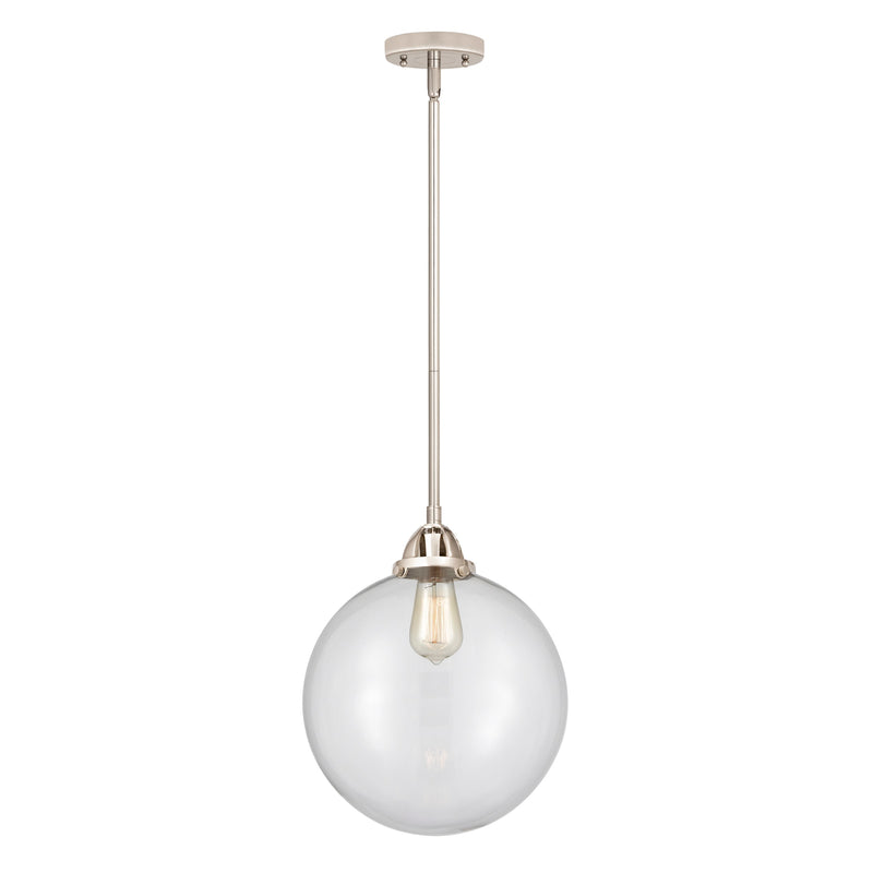 Beacon Mini Pendant shown in the Polished Nickel finish with a Clear shade