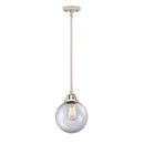 Beacon Mini Pendant shown in the Polished Nickel finish with a Clear shade