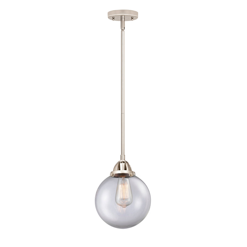 Beacon Mini Pendant shown in the Polished Nickel finish with a Clear shade