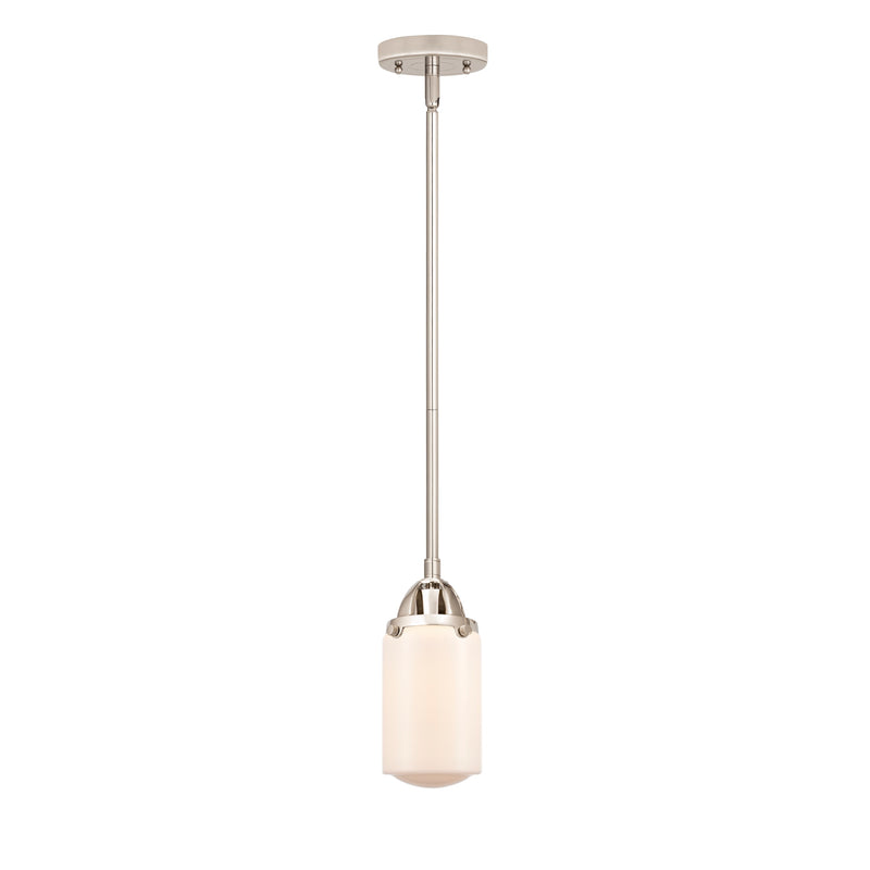 Dover Mini Pendant shown in the Polished Nickel finish with a Matte White shade