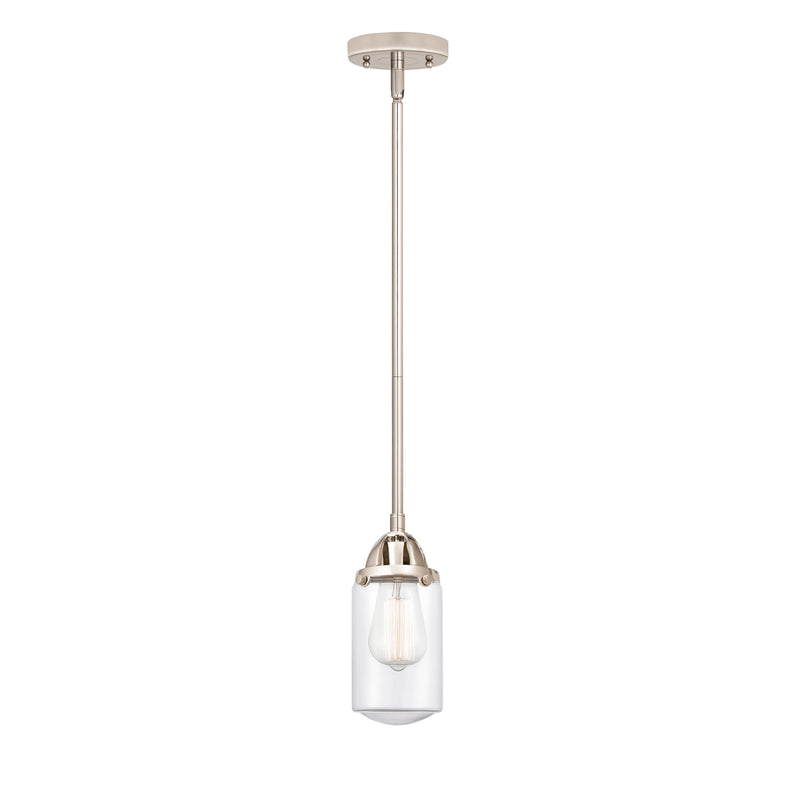 Dover Mini Pendant shown in the Polished Nickel finish with a Clear shade