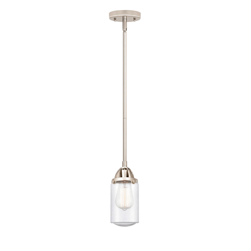 Dover Mini Pendant shown in the Polished Nickel finish with a Seedy shade