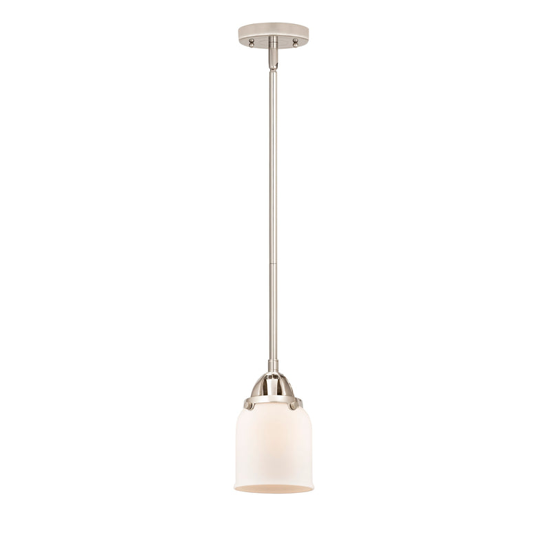 Bell Mini Pendant shown in the Polished Nickel finish with a Matte White shade