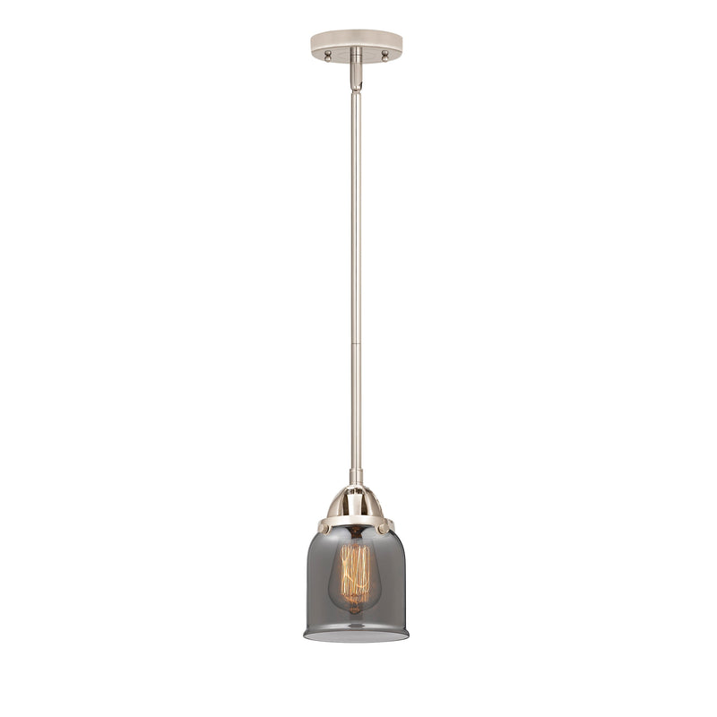 Bell Mini Pendant shown in the Polished Nickel finish with a Plated Smoke shade