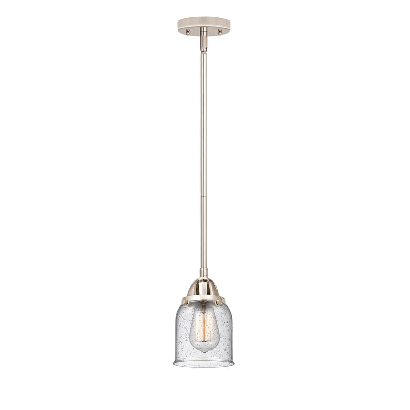 Bell Mini Pendant shown in the Polished Nickel finish with a Seedy shade