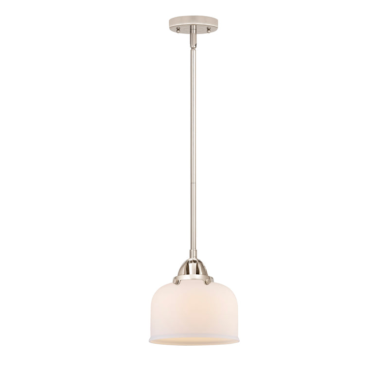 Bell Mini Pendant shown in the Polished Nickel finish with a Matte White shade