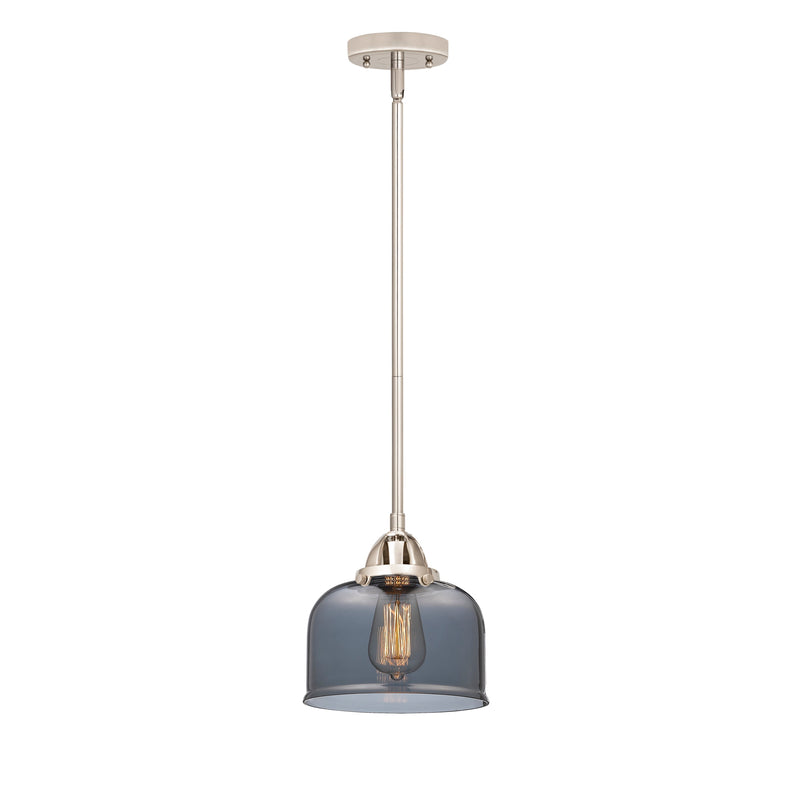 Bell Mini Pendant shown in the Polished Nickel finish with a Plated Smoke shade