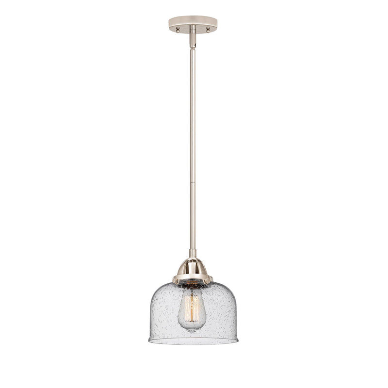 Bell Mini Pendant shown in the Polished Nickel finish with a Seedy shade