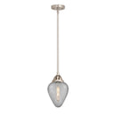 Geneseo Mini Pendant shown in the Brushed Satin Nickel finish with a Clear Crackled shade