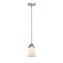 Canton Mini Pendant shown in the Brushed Satin Nickel finish with a Matte White shade