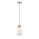 Canton Mini Pendant shown in the Brushed Satin Nickel finish with a Matte White shade