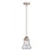 Bellmont Mini Pendant shown in the Brushed Satin Nickel finish with a Seedy shade