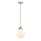 Beacon Mini Pendant shown in the Brushed Satin Nickel finish with a Matte White shade