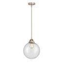 Beacon Mini Pendant shown in the Brushed Satin Nickel finish with a Seedy shade