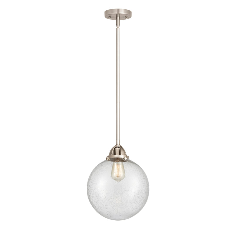 Beacon Mini Pendant shown in the Brushed Satin Nickel finish with a Seedy shade