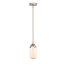 Dover Mini Pendant shown in the Brushed Satin Nickel finish with a Matte White shade