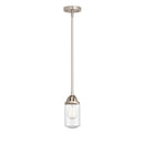 Dover Mini Pendant shown in the Brushed Satin Nickel finish with a Seedy shade