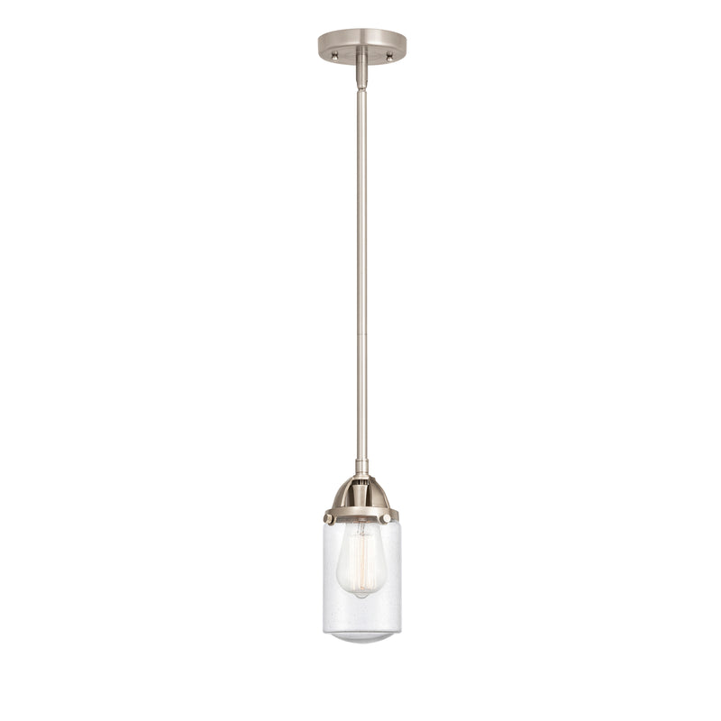 Dover Mini Pendant shown in the Brushed Satin Nickel finish with a Seedy shade