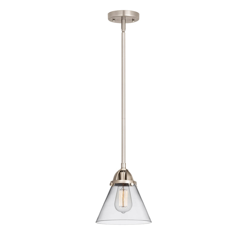 Cone Mini Pendant shown in the Brushed Satin Nickel finish with a Clear shade