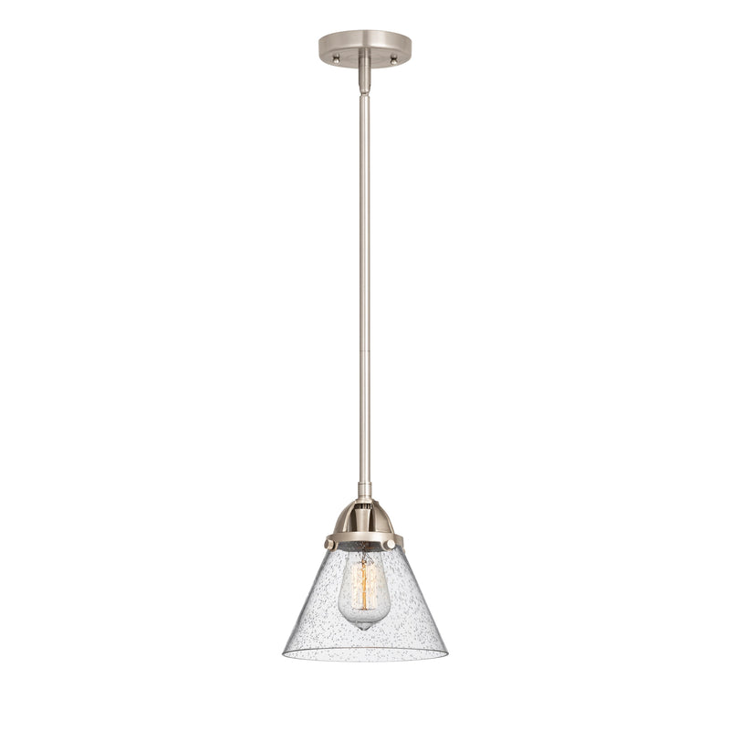 Cone Mini Pendant shown in the Brushed Satin Nickel finish with a Seedy shade