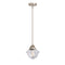 Oxford Mini Pendant shown in the Brushed Satin Nickel finish with a Clear shade