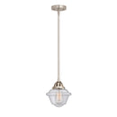 Oxford Mini Pendant shown in the Brushed Satin Nickel finish with a Seedy shade