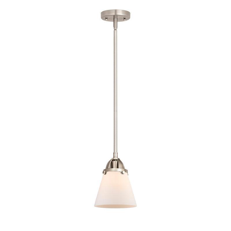 Cone Mini Pendant shown in the Brushed Satin Nickel finish with a Matte White shade