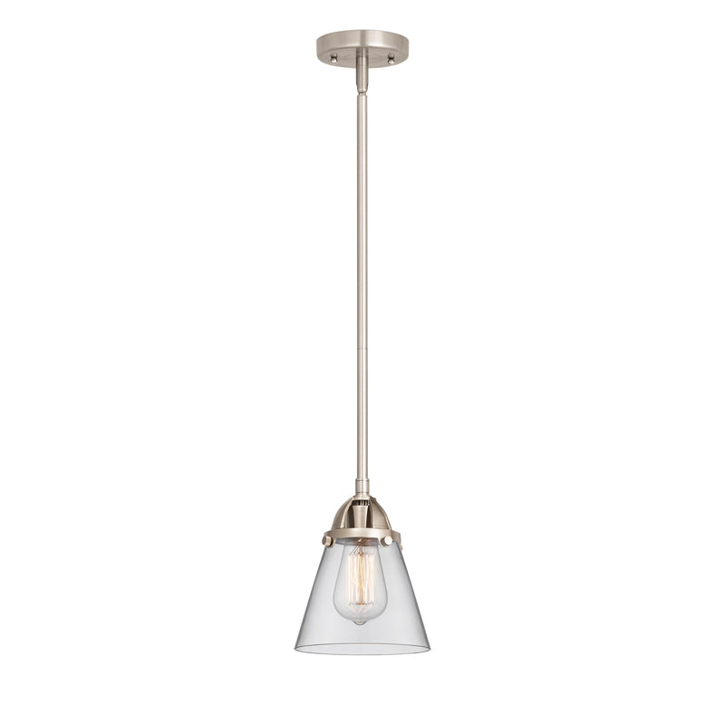 Cone Mini Pendant shown in the Brushed Satin Nickel finish with a Clear shade