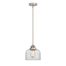 Bell Mini Pendant shown in the Brushed Satin Nickel finish with a Clear shade