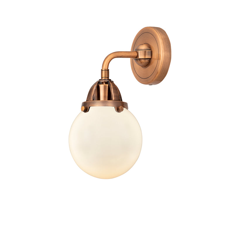 Beacon Sconce shown in the Antique Copper finish with a Matte White shade