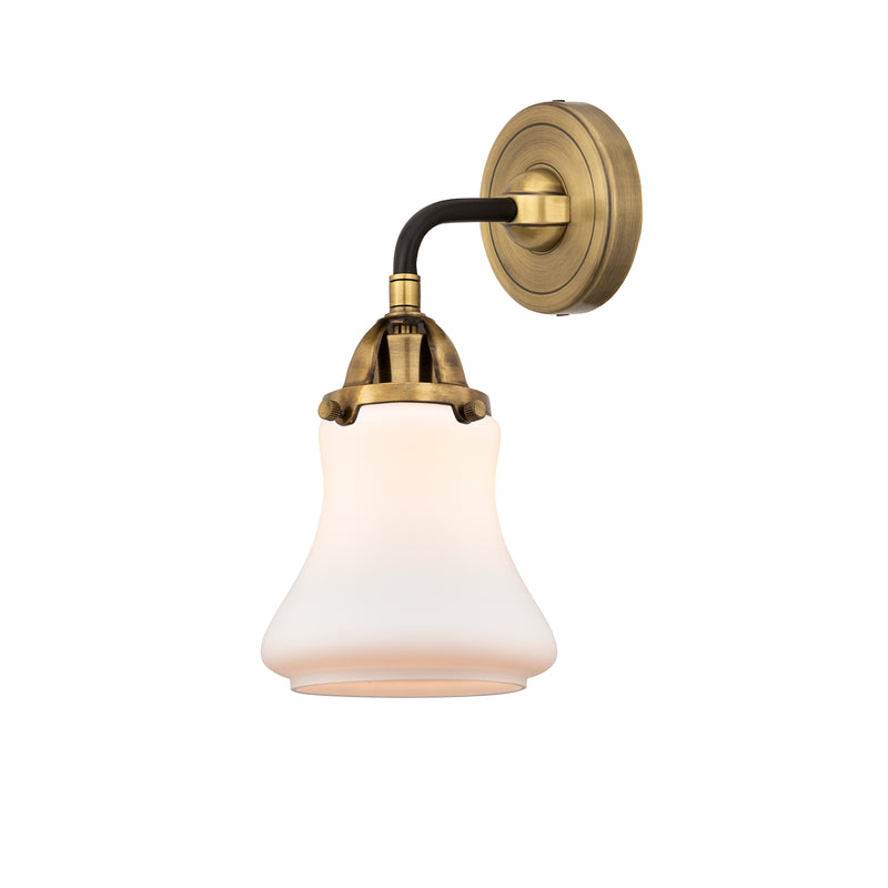 Bellmont Sconce shown in the Black Antique Brass finish with a Matte White shade