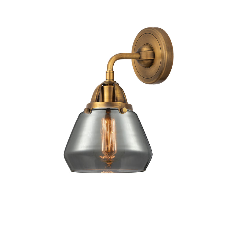 Fulton Sconce shown in the Brushed Brass finish with a Plated Smoke shade