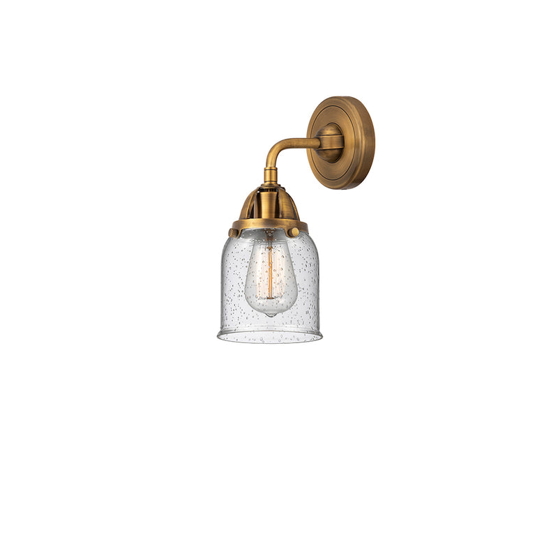 Bell Sconce shown in the Brushed Brass finish with a Seedy shade