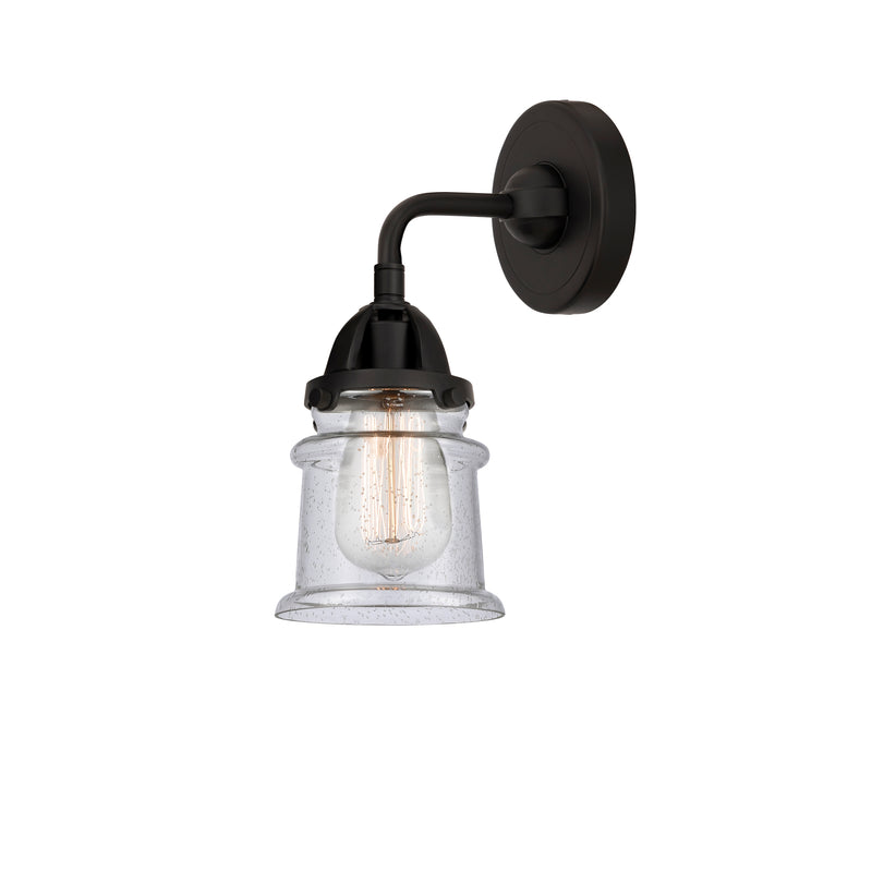 Canton Sconce shown in the Matte Black finish with a Seedy shade