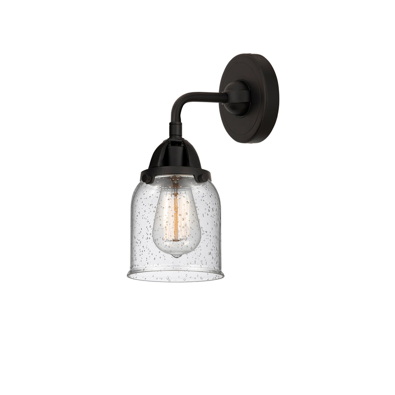 Bell Sconce shown in the Matte Black finish with a Seedy shade